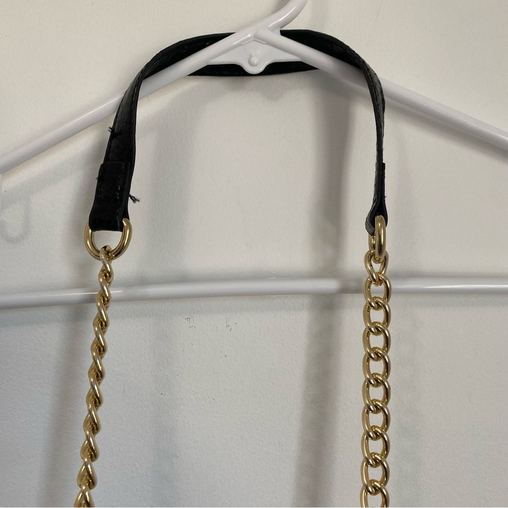 Cache Black Embossed Snake Print Bag With Chain S… - image 5